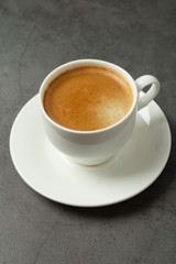 black coffee on black background close-up