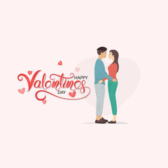 Happy Valentines Day 14 February illustration.Romantic happy loving couple.Valentine's Day, love & relationships.Happy Valentines Day vector illustration.