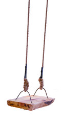 Wooden swings , isolated  white background