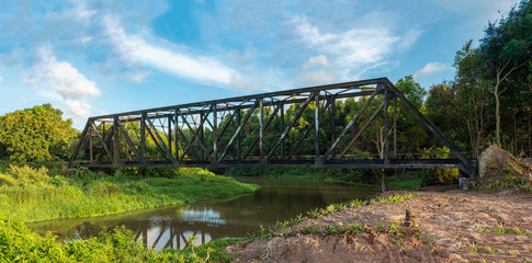 Fototapeta premium old railway bridge in Thailand WWII