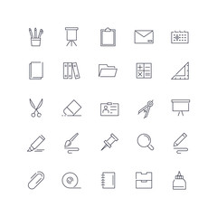 Line icons set. Stationery pack. Vector batch