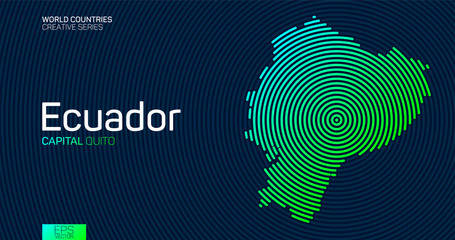 Abstract map of Ecuador with circle lines