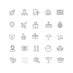 Line icons set. Shipping pack. Vector illustration