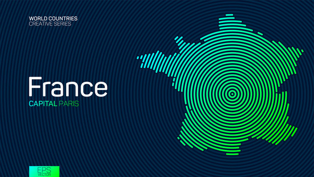 Abstract map of France with circle lines