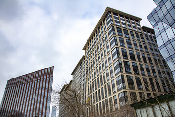 Fototapeta premium New modern architectural development in a historic city district on Khodynsky Field. Moscow, Russia