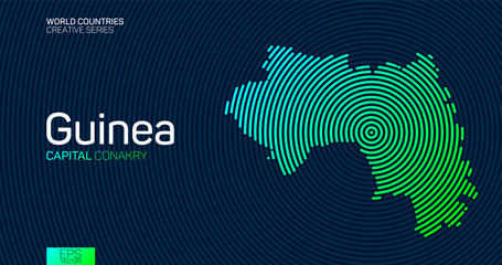 Abstract map of Guinea with circle lines