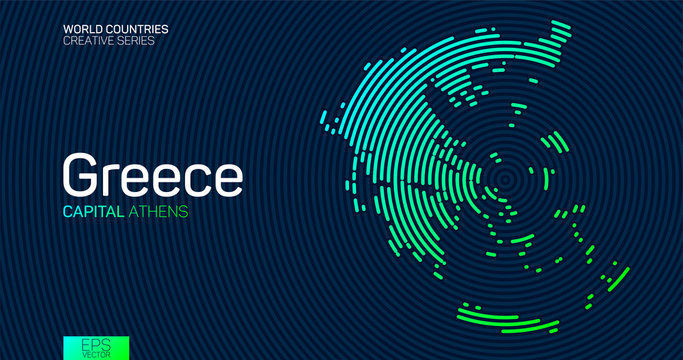 Abstract map of Greece with circle lines