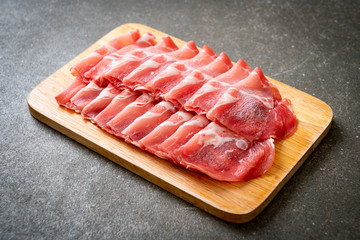 sliced collar pork raw