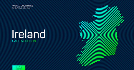 Abstract map of Ireland with circle lines