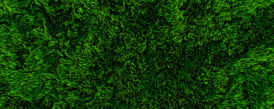 Abstrakt 3D Render gr&uuml;ner Rasen Hintergrund im Weitformat