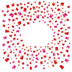 Red confetti and burst illustration on white background