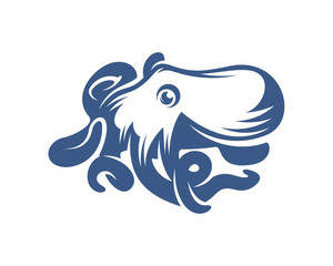 Octopus logo vector template. Isolated octopus design on white background. Illustration