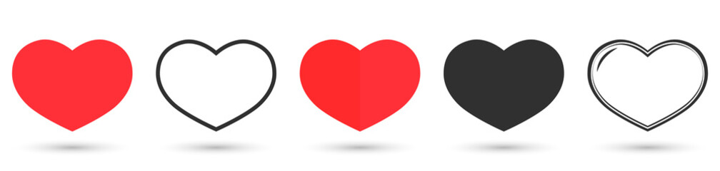 Set heart icons, graphic design template, Valentines Day symbols, vector illustration