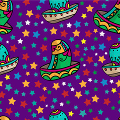 Mexican culture symbols Sobrero. Cartoon hats on backgrounds.