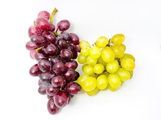 bunch of red and white grapes isolated on white