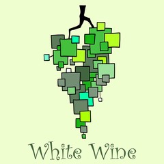 Bunch of grapes squares white wine label vector illustration stylization