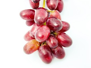 bunch of red grapes isolated on white