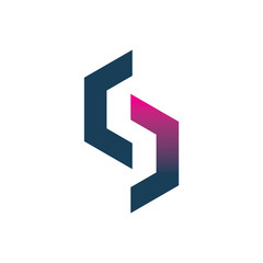 letter s hexagon color part line logo design
