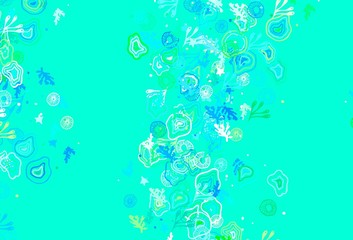 Light Blue, Green vector pattern with random forms.