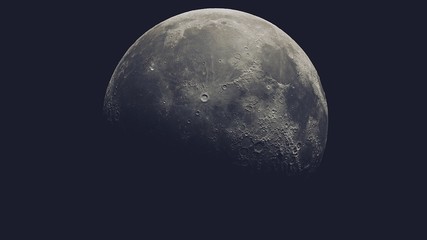 Realistic Moon in the outer space Isolated on Black Background, 3d rendering