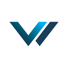 blue letter v w logo design