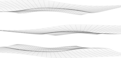 Set of abstract grey waves isolated on white, vector illustration