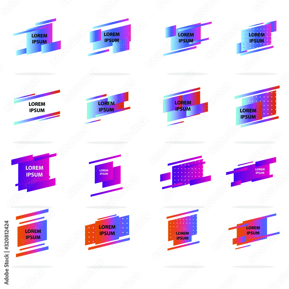 Aufkleber set of abstract modern graphic elements. colorful vector gradient shapes composition. template for d