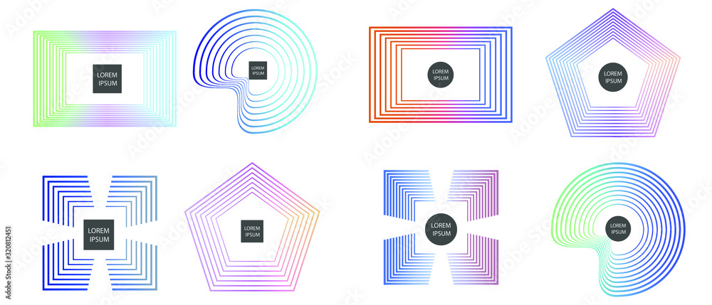 Aufkleber set of abstract modern graphic elements. colorful vector gradient shapes composition. template for d
