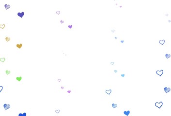 Light Blue, Red vector template with doodle hearts.