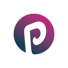 color circle letter p logo design