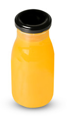 Bottle of freshly squeezed juice isolated on a white background. Clipping path. An element of your design. Side view.