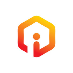 letter font idea bright color hexagon profile logo design