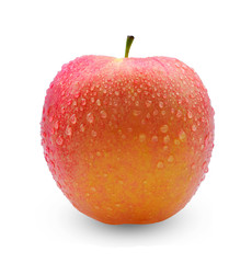 Fresh apple with water drops  isolated on white background