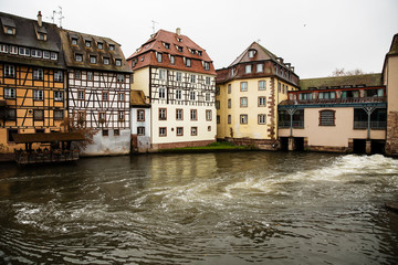 Fototapeta na wymiar Water canal of Strasbourg, Alsace, France.