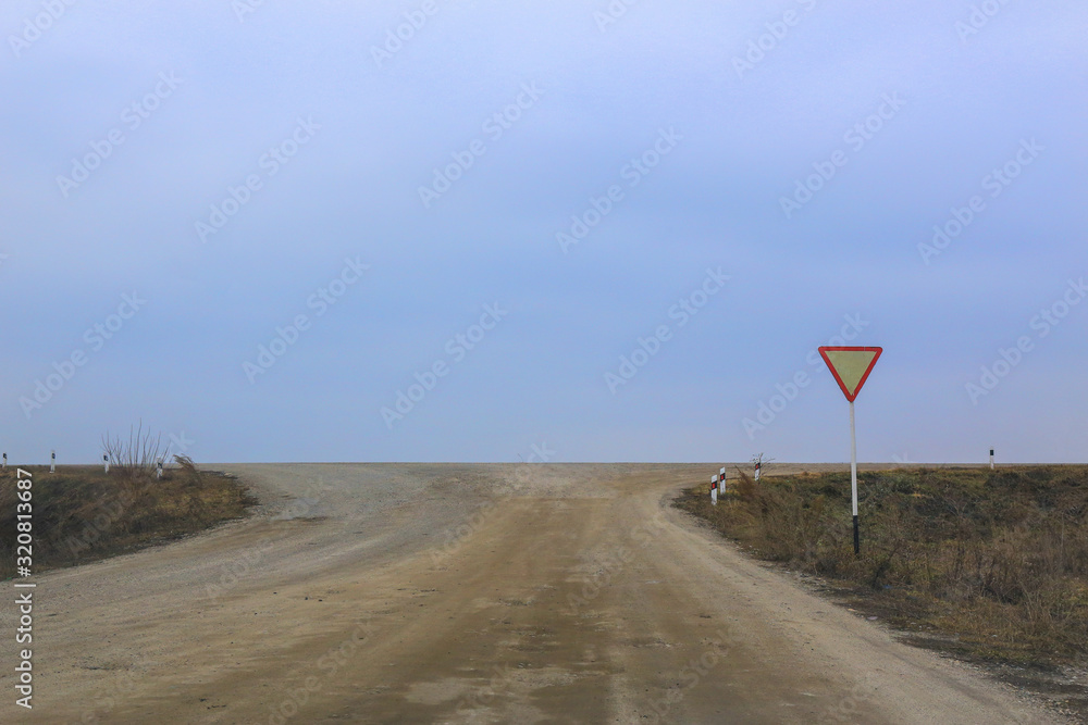 Canvas Prints crossroads of country roads empty