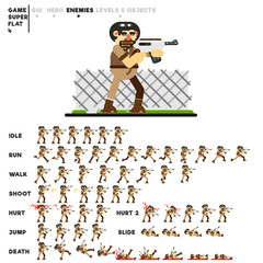 Animation of a man with a rifle for creating a video game