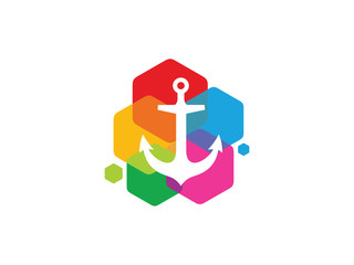 Anchor logo template design, emblem, symbol or icon