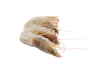 Fresh raw shrimps isolated on white. Healthy seafood