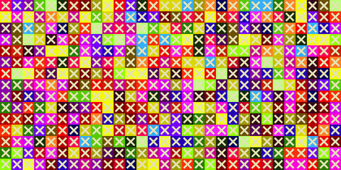 Fototapeta na wymiar Retro pattern of different shapes. Colorful vector mosaic backdrop. Geometric hipster retro background