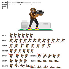 Animation of a sporty guy with a rifle for creating a video game © Yurakr