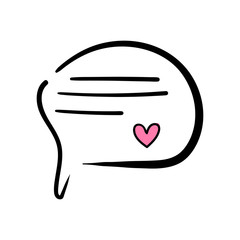 Speech bubble with heart on white background