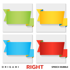Origami paper banners for side. Price tag template for catalog. Color stickers. Vector