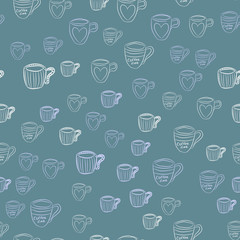 Coffee seamless vector pattern for Cup mug, restaurant or cafe menu design. 