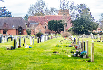 Fototapeta na wymiar Cemetery of St John's church Windlesham Surrey England.