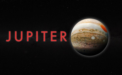 the gas giant planet of jupiter isolated in the space, science fiction art elements of this image...