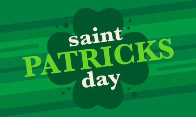 Happy Saint Patricks Day. Traditional irish holiday. Celebrate annual in March 17. Clover and shamrock leaves. Green and orange party design. Ireland color. Poster, card, banner and background. Vector