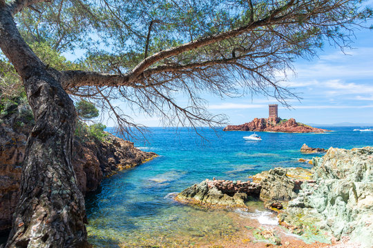beautiful coast near Frejus on french riviera in south France