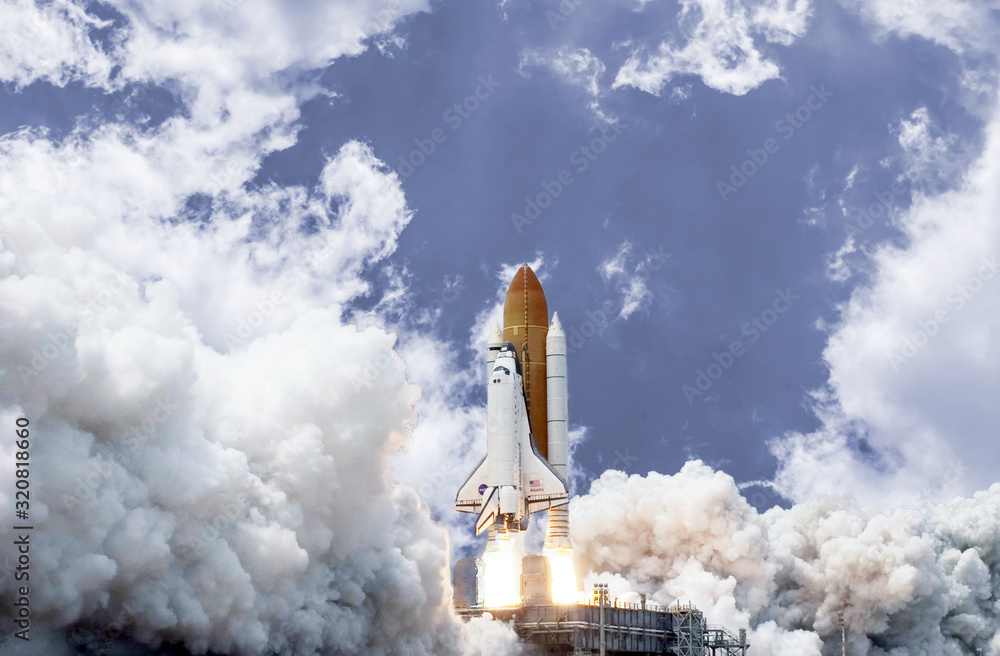 Wall mural the shuttle spaceship launch in the sky, fly in the space elements of this image furnished by nasa