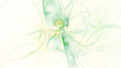 Abstract green and yellow glowing shapes. Fantasy light background. Digital fractal art. 3d rendering.