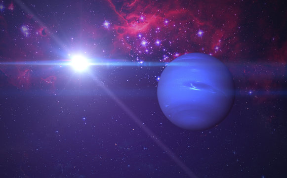 the neptune planet in the milky way, creative sci-fi art, surreal abstract photo  elements of this image furnished by nasa